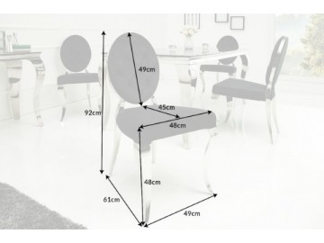 KRZESŁO MODERN BAROCK CZARNO-SREBRNE WELUR