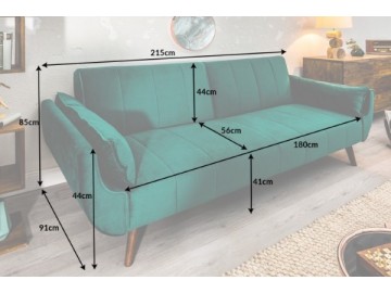 SOFA ROZKŁADANA DIVANI ZIELONA 215 CM