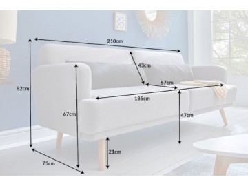 SOFA ROZKŁADANA STUDIO SZARA 210 CM