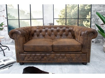 SOFA 2-OSOBOWA CHESTERFIELD BRĄZOWA 150 CM