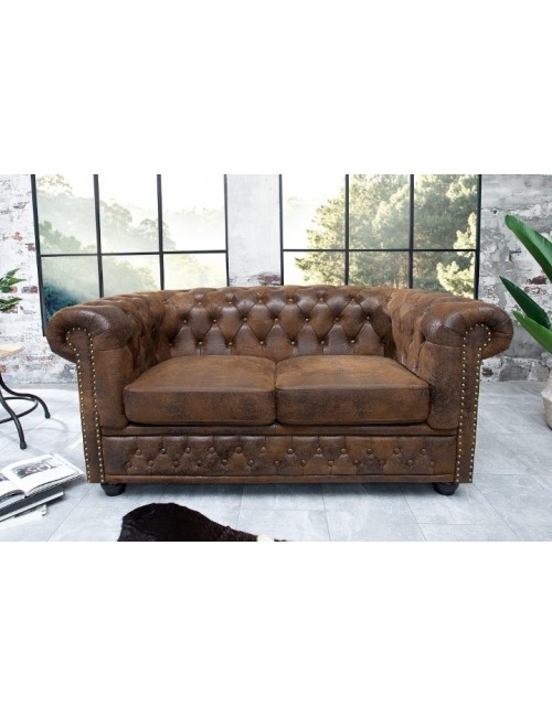 SOFA 2-OSOBOWA CHESTERFIELD BRĄZOWA 150 CM