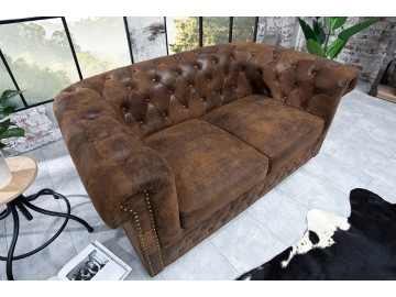 SOFA 2-OSOBOWA CHESTERFIELD BRĄZOWA 150 CM