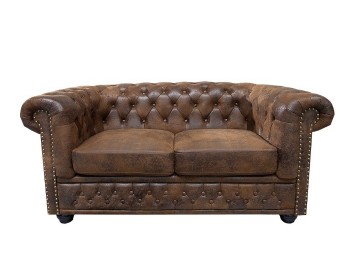 SOFA 2-OSOBOWA CHESTERFIELD BRĄZOWA 150 CM