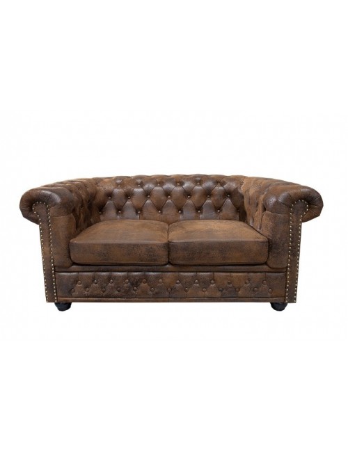 SOFA 2-OSOBOWA CHESTERFIELD BRĄZOWA 150 CM