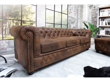 SOFA 3-OSOBOWA CHESTERFIELD BRĄZOWA 205 CM