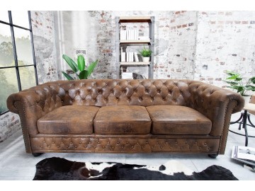 SOFA 3-OSOBOWA CHESTERFIELD BRĄZOWA 205 CM