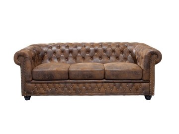 SOFA 3-OSOBOWA CHESTERFIELD BRĄZOWA 205 CM