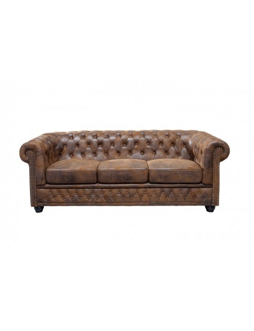 SOFA 3-OSOBOWA CHESTERFIELD BRĄZOWA 205 CM