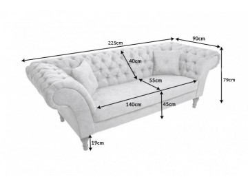 SOFA 3-OSOBOWA PARIS II CIEMNOSZARA 230 CM