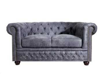 SOFA 2-OSOBOWA CHESTERFIELD CIEMNOSZARA 150 CM