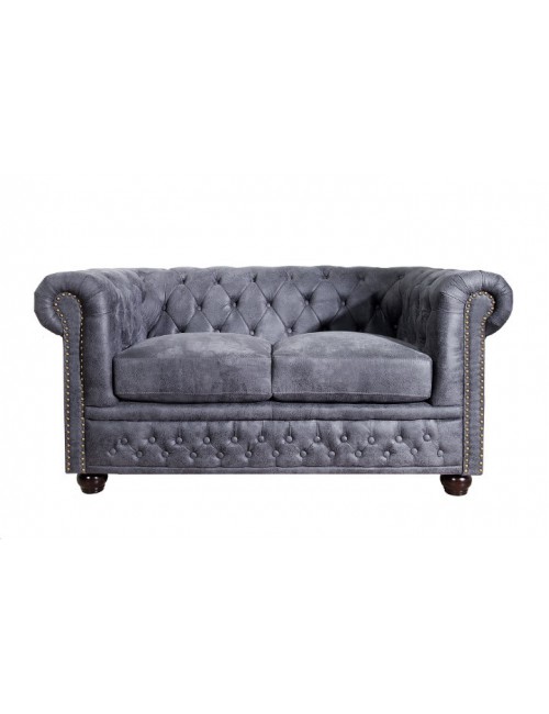 SOFA 2-OSOBOWA CHESTERFIELD CIEMNOSZARA 150 CM