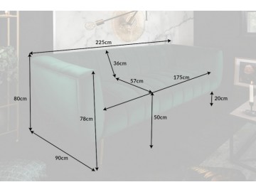 SOFA 3-OSOBOWA NOBLESSE ZIELONA 225 CM