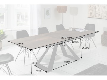 STÓŁ CONCORD 180-230X90 CM CERAMIKA BRĄZOWY