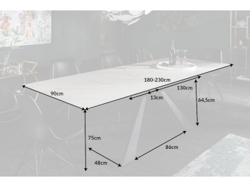 STÓŁ CONCORD 180-230X90 CM CERAMIKA BIAŁY