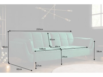 SOFA ROZKŁADANA BOUTIQUE SZARA 213 CM