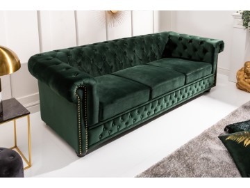 SOFA 3-OSOBOWA CHESTERFIELD ZIELONA 205 CM