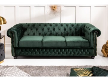 SOFA 3-OSOBOWA CHESTERFIELD ZIELONA 205 CM