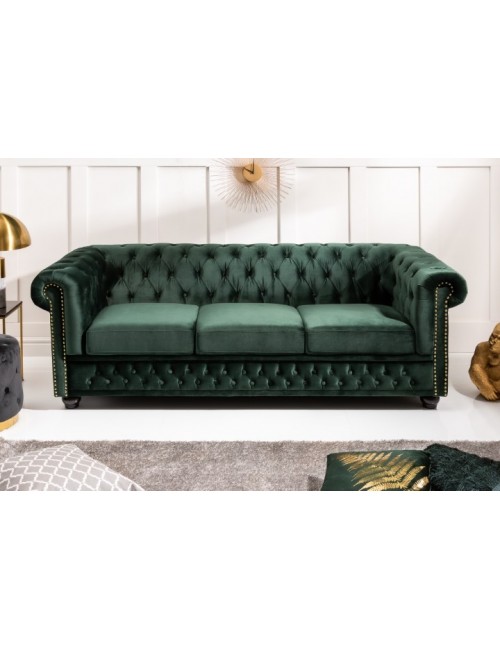 SOFA 3-OSOBOWA CHESTERFIELD ZIELONA 205 CM