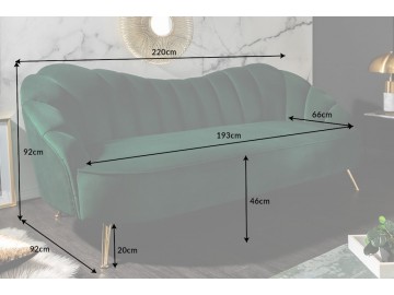 SOFA 3-OSOBOWA ARIELLE ZIELONA 220 CM