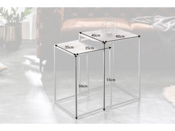 STOLIK KAWOWY ELEMENT SREBRNO-CZARNY ZESTAW