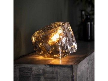 LAMPA STOŁOWA ICE SZKLANA CHROM I