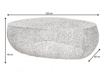 STOLIK KAWOWY LEAF 122 CM SREBRNY