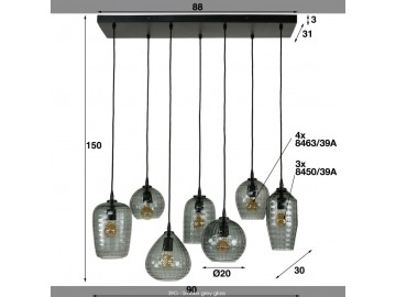 LAMPA WISZĄCA HOVE SZKLANA SZARA