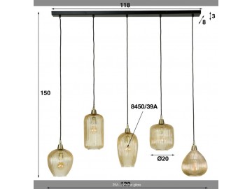 LAMPA WISZĄCA HALDEN SZKLANA ZŁOTA