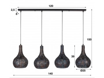 LAMPA WISZĄCA ASTER METALOWA BRĄZOWO-CZARNA