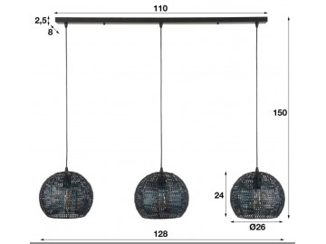 LAMPA WISZĄCA  ASTER METALOWA BRĄZOWA-CZARNA I