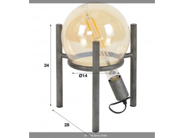 LAMPA STOŁOWA PLANETA METALOWA SZARA