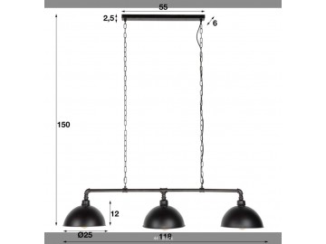 LAMPA WISZĄCA TERA CZARNA METAL