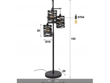 LAMPA PODŁOGOWA 150 CM TWISTY METALOWA