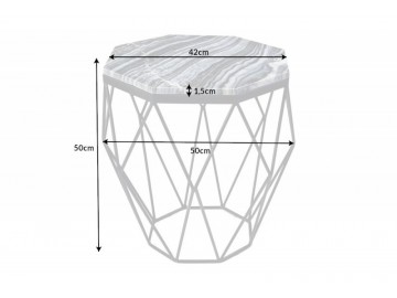 STOLIK KAWOWY DIAMOND 50X50 CM SZARY MARMUR