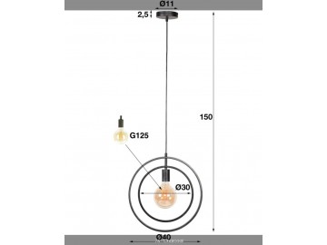 LAMPA WISZĄCA LUI METALOWA CIEMNOSZARA