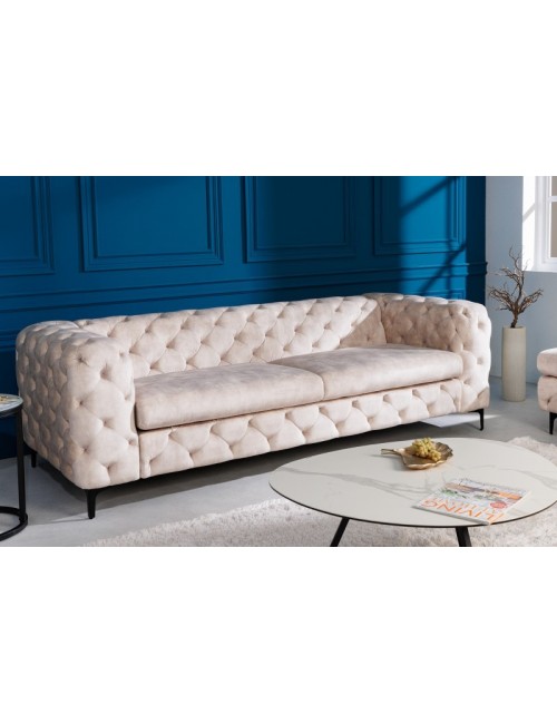 SOFA MODERN BAROCK 235X95 CM BEŻOWA WELUR