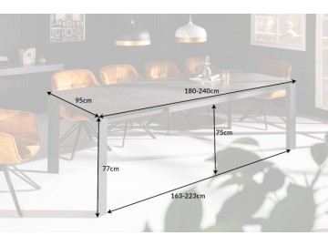 STÓŁ ROZKŁADANY ALLADYN 180-240X95 CM CERAMIKA ANTRACYT