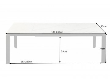 STÓŁ ROZKŁADANY ALLADYN 180-240X95 CM CERAMIKA BIAŁY