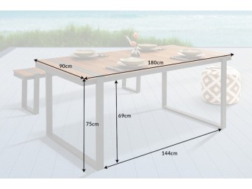 STOLIK OGRODOWY TAMPA 180X90 CM PLASTIK NATURALNY