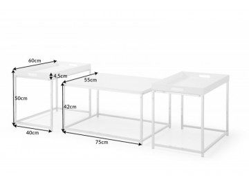 ZESTAW 3 STOLIKÓW KAWOWYCH ELEMENTS BIAŁY