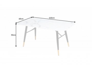 STOLIK KAWOWY PARIS 110X60 CM SZKLANY BIAŁY