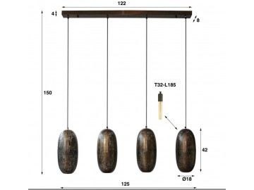 LAMPA WISZĄCA SANEM II METALOWA ANTYCZNY BRĄZ