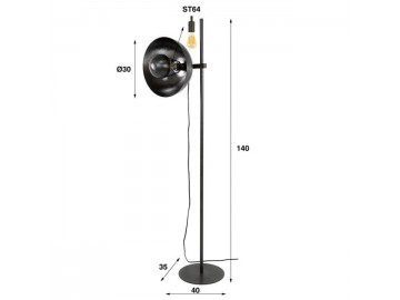 LAMPA PODŁOGOWA MAGNA METALOWA CZARNY NIKIEL