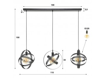 LAMPA WISZĄCA AMZI METALOWA