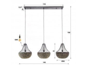 LAMPA WISZĄCA BERSA II PLECIONA