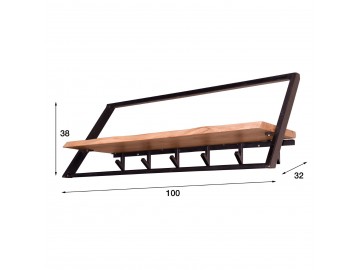 WIESZAK Z PÓŁKĄ LEON 100 CM AKACJA