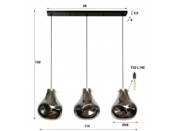 LAMPA WISZĄCA AUBE CZARNE SZKŁO