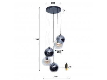 LAMPA WISZĄCA TROPPO CZARNE SZKŁO II