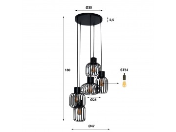 LAMPA WISZĄCA STASERA CZARNA