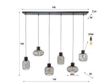 LAMPA WISZĄCA STASERA CZARNA II